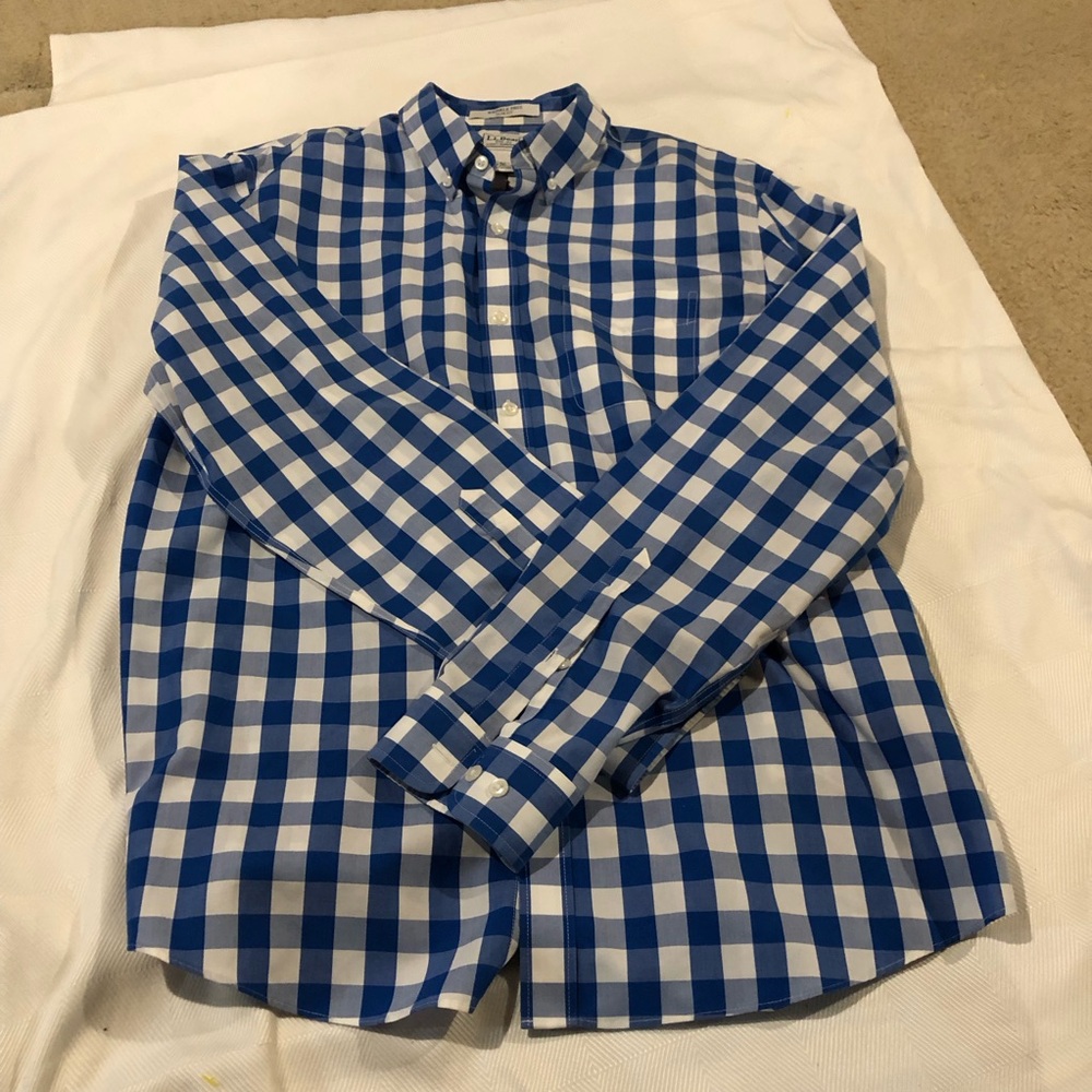 L.L. Bean Blue and White Gingham Button-Down Shirt - Men's
